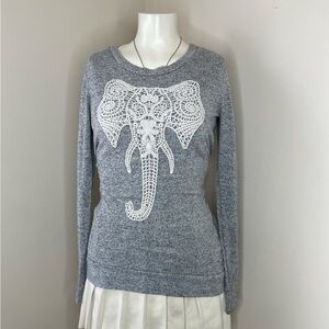 Elegant Gray Women's Sweatshirt with Elephant Design